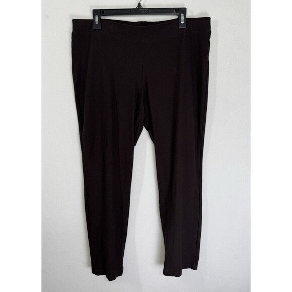 Eileen Fisher Stretch Crepe Pants Womens Large Brown Pull On Washable Ankle - Picture 1 of 9